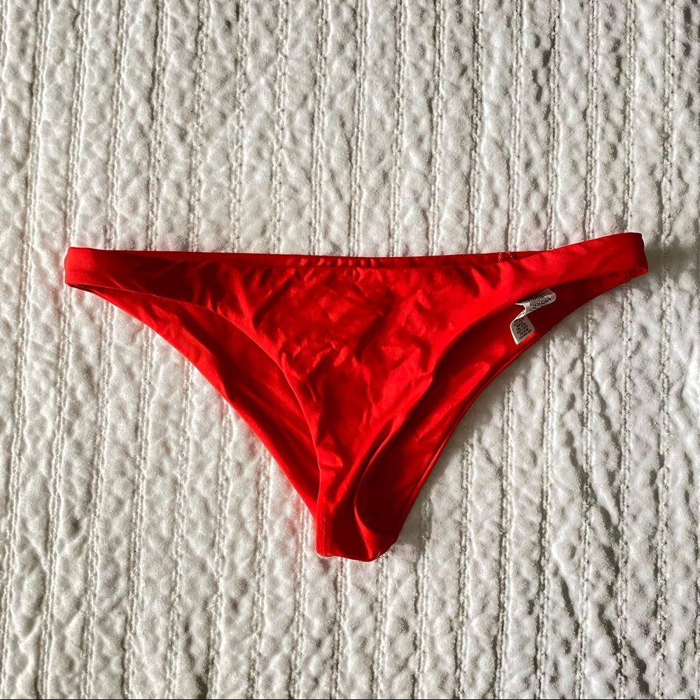 Red cheeky bikini bottoms
